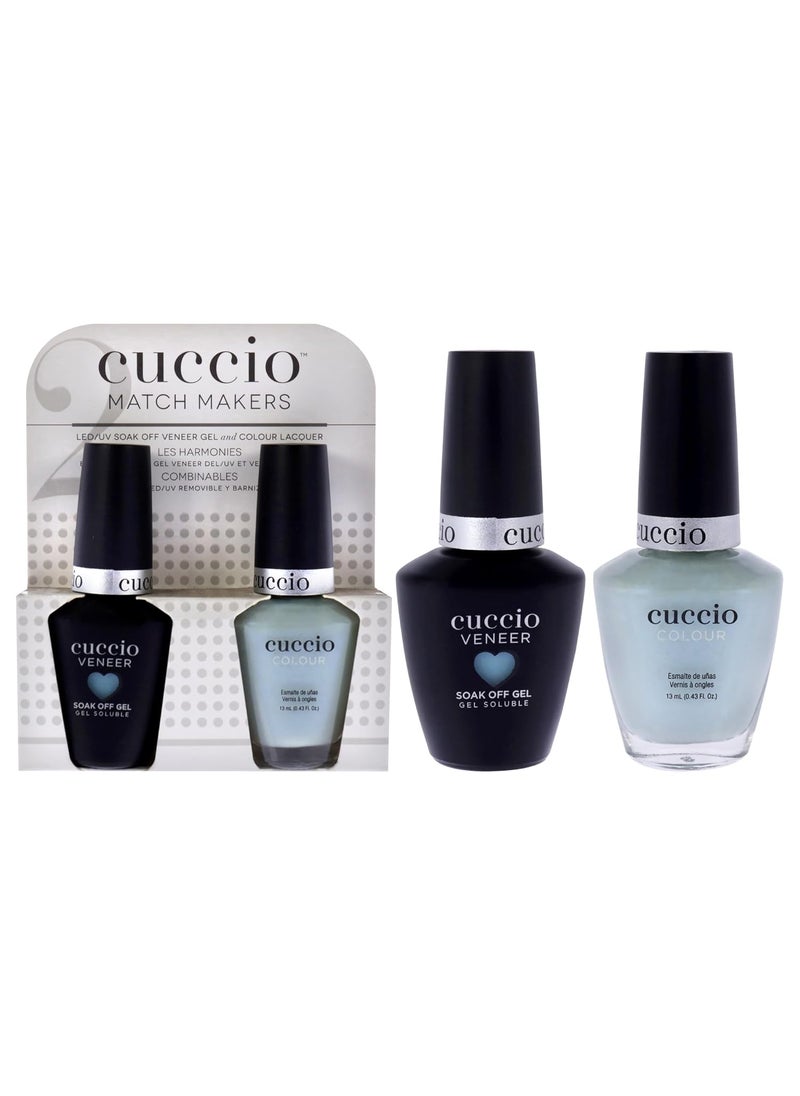Cuccio Matchmaker - Colour Nail Lacquer & Veneer Gel Polish - For Manicures & Pedicures, Full Coverage - Long Lasting, High Shine - Cruelty, Formaldehyde & Toluene Free - 2 pc, Meet Me In Mykonos! - BLUE (I0098335)