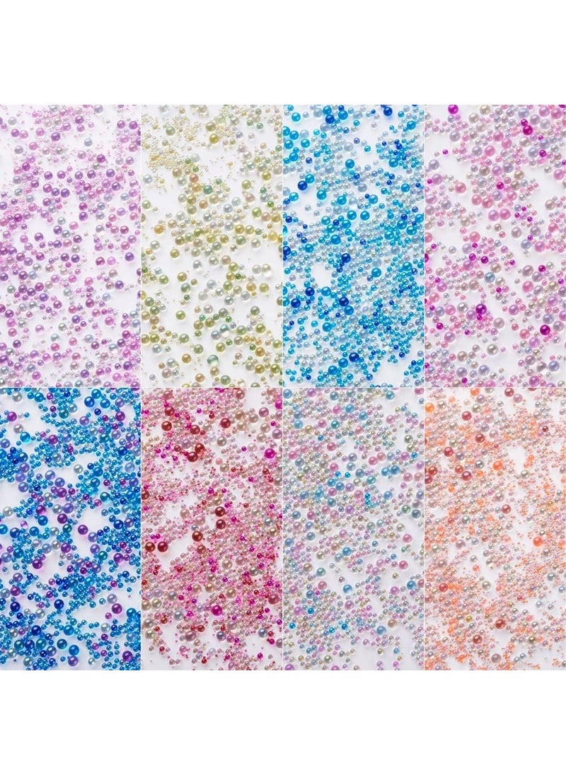 KISSITTY 240G AB-Color Plated DIY 3D Tiny Caviar Nail Beads Nail Art Decoration Mini Glass Beads for Nail Care Decorations No Hole Bubble Beads Mixed Color 0.6~3mm