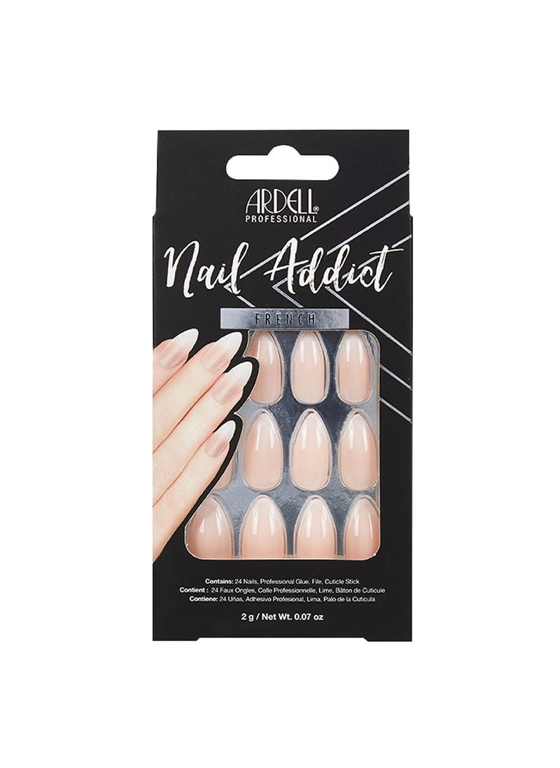Ardell Nail Addict Press On Nails Artificial Nail Set - 27-Piece French Nail Tips, Ombre Fade, Reusable Acrylic Fake Nails
