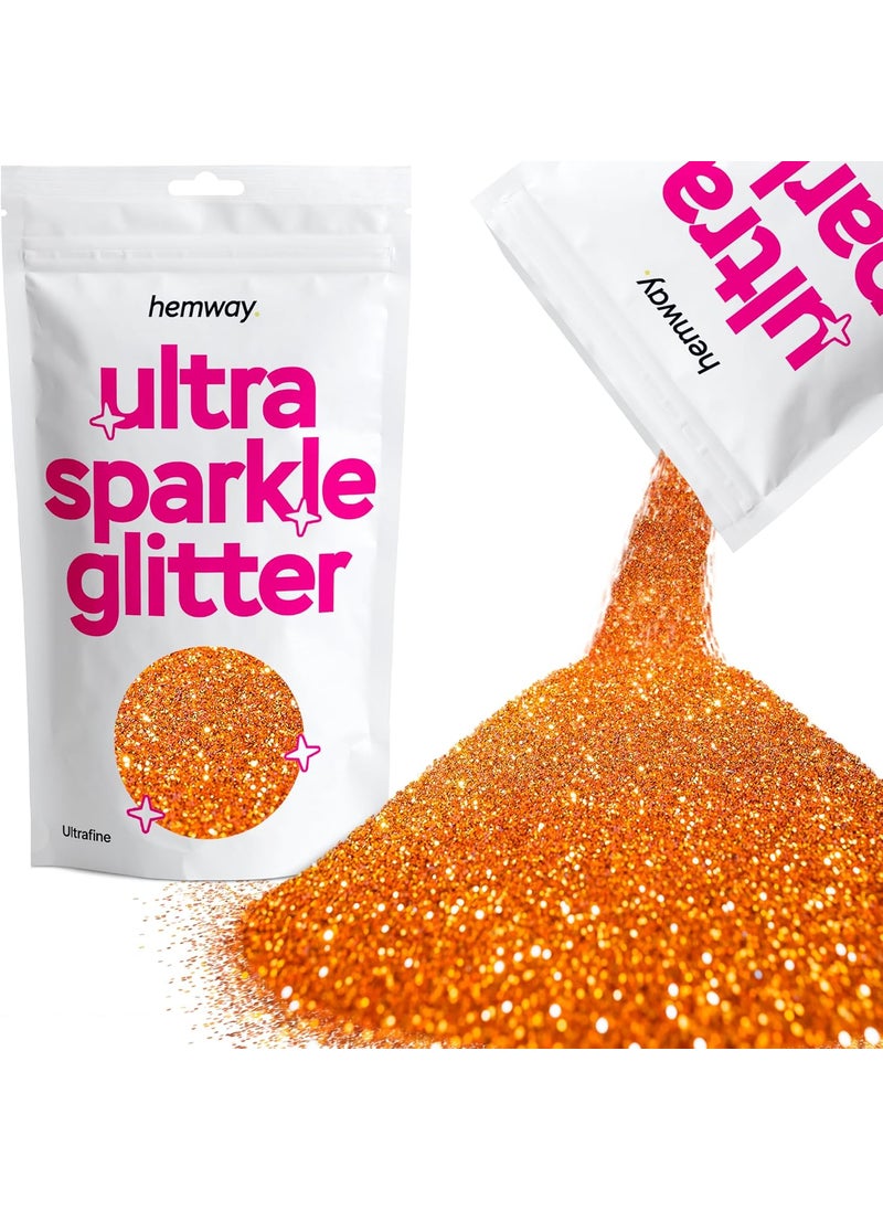 Hemway Premium Ultra Sparkle Glitter Multi Purpose Metallic Flake for Nail Art, Cosmetic Graded, Makeup, Festival, Party, Hair, Body and Eyes 100g / 3.5oz - Copper