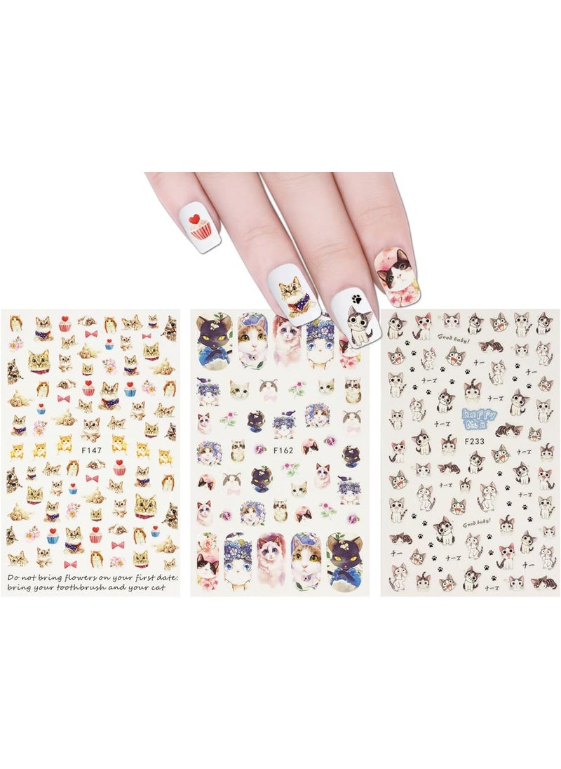 ALLYDREW 3 Sheets Love for Cats Nail Art Kitty Cat Nail Stickers