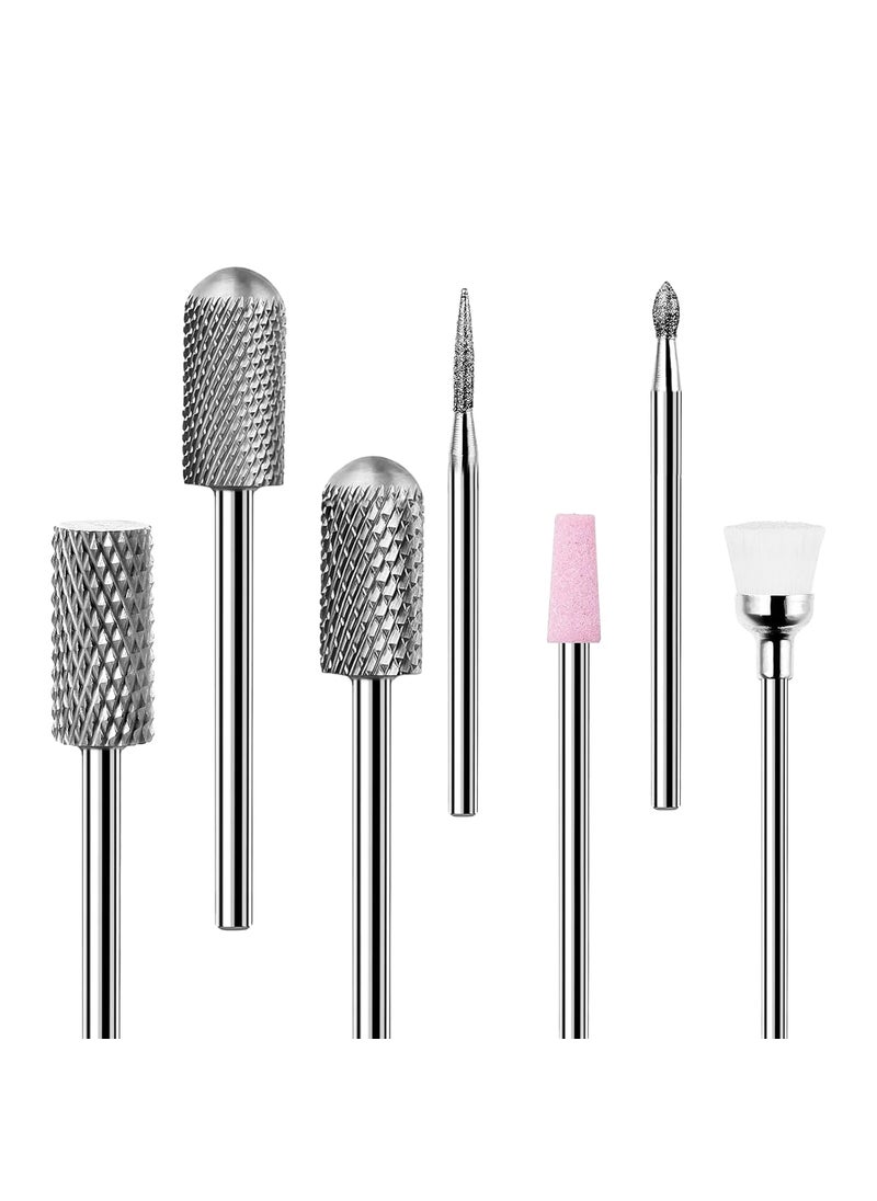 Nail Drill Bits Set 7pcs: 3/32 Inch Shank Electric Nail File Machine Bits for Acrylic Gel Dip Nails Nail Art Tools for Cuticle Remover Manicure Pedicure