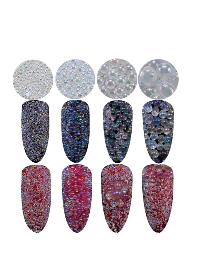 Nail Art AB Crystal Glass Caviar Beads Tiny 3D DIY Micro Gems Manicure Decoration Tips 4Boxs