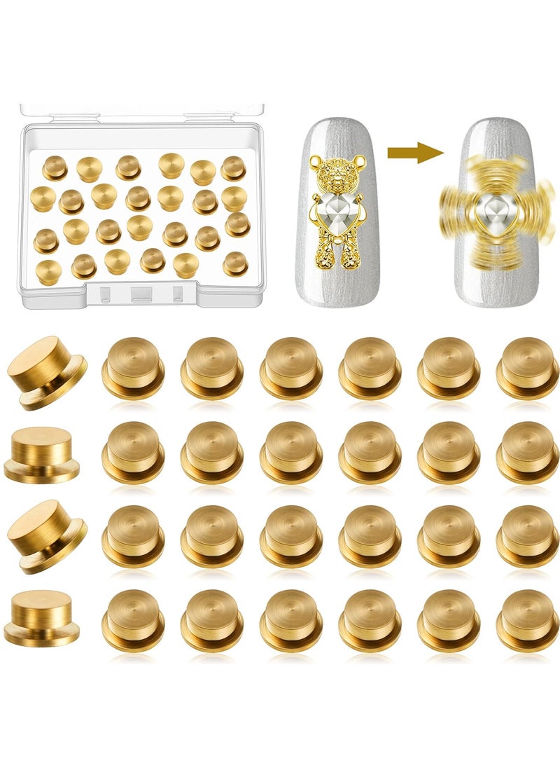30 Pieces Spinning Nail Charms Nail Art Rotating Charm Rotating Bearing Art Tool Rings Jewelry Rotating Tools 3D for Women Girls Crafting Jewelry Accessories Gold(30 Pieces)