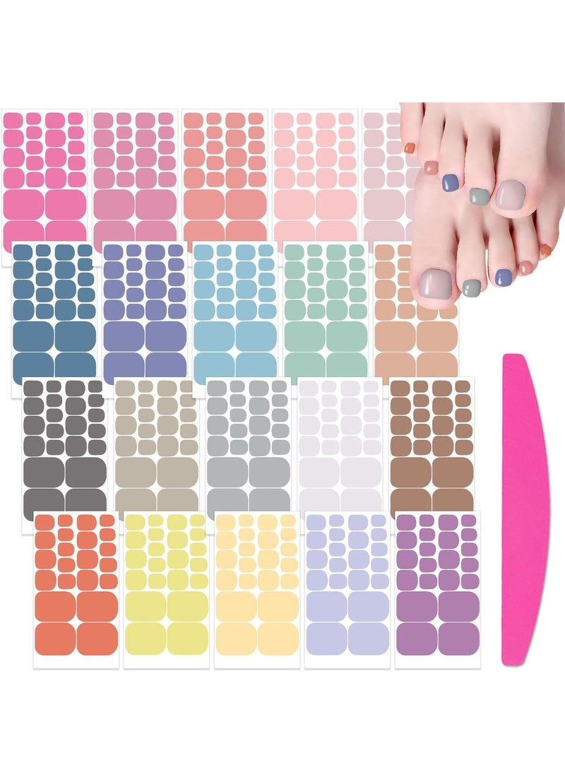 SILPECWEE 20 Sheets Light Color Nail Wraps for Toes Self Adhesive Toenail Polish Strips Gel Nail Strips Stick on Nail Polish Stickers Toenails Stickers Decals Nail Art Design with Nail File