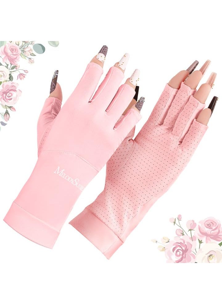 MelodySusie Premium UV Protection Gloves for Nails - UPF99+ Fingertip Protection, Ultra Cool Feeling Fabric, Anti UV Nail Art Gloves