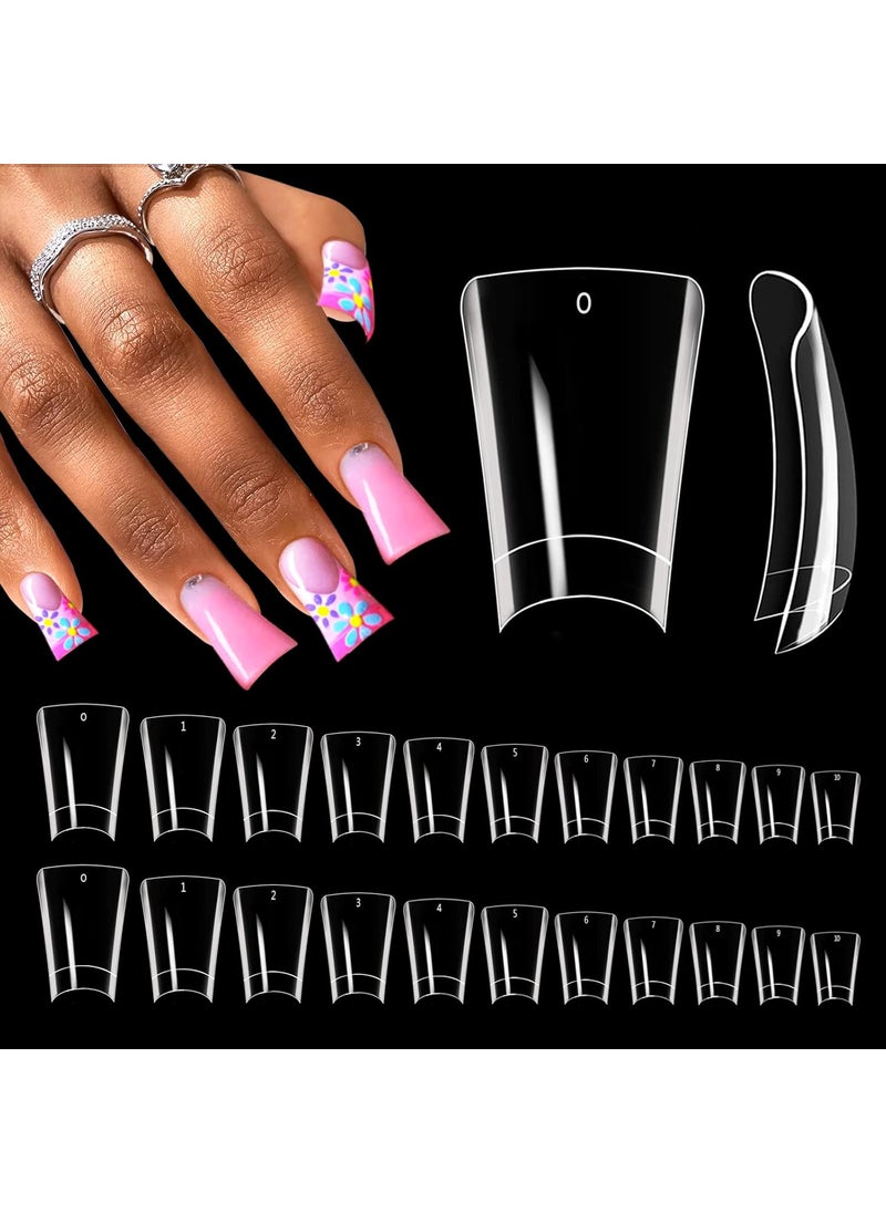 550pcs Duck Nail Tips, Clear Curved Duck Acrylic Nails, Half Cover Duck Feet Flare Nail Tips for Acrylic Nails Professional, Short Fan French False Nail Extension for Nail Salon 11 Sizes