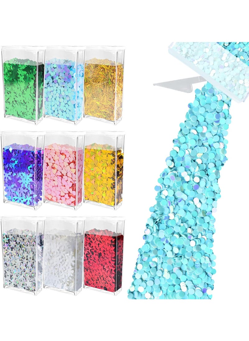 Glitter Wenida 9 Bottle Christmas Holographic Iridescent Chameleon Laser Festival Sequins Snowflakes Tree Craft Chunky Glitter for Arts Face Hair Body Nail
