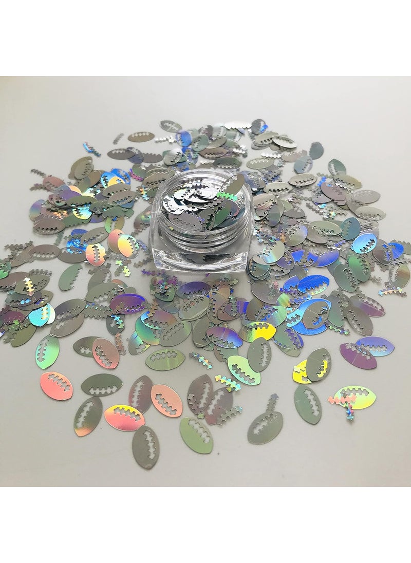 10 Grams/Pack - Sliver Holographic Football Rugby Ball Shape Glitter - Festival Rave Beauty Makeup Face Body Nail Art Decoration LB100