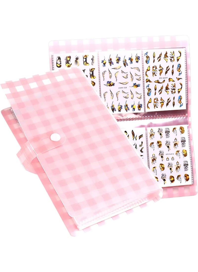 DANNEASY 120 Slots Collecting Album for Nail Polish Strips Full Nail Wraps Toenail Stickers Storage Empty Storage Binder Book Water Transfer Nail Decals Storage Book Tools Nail Accessories - Plaid