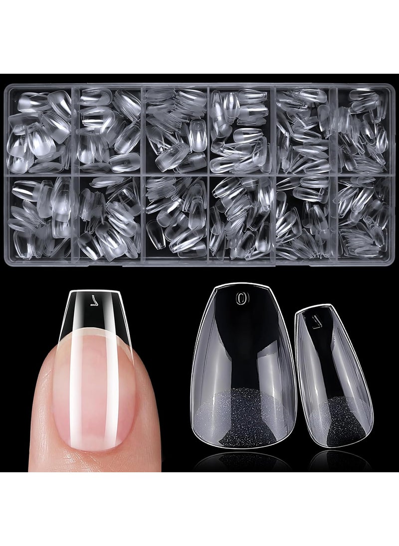 600pc Short Coffin Nail Tips Fake Nails Press on Nails Clear Nail Tip Full Cover False Nails Artificial Fingernail, 12 Sizes Soft Gel Nail Tips for Acrylic Nails Gel Nail Extensions