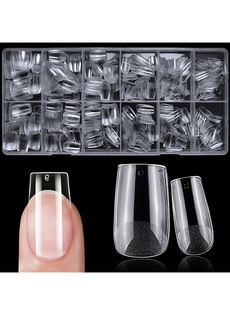 600pc Short Square Nail Tips Fake Nails Press on Nails Clear Nail Tip Full Cover False Nails Artificial Fingernail, 12 Sizes Soft Gel Nail Tips for Acrylic Nails Gel Nail Extensions