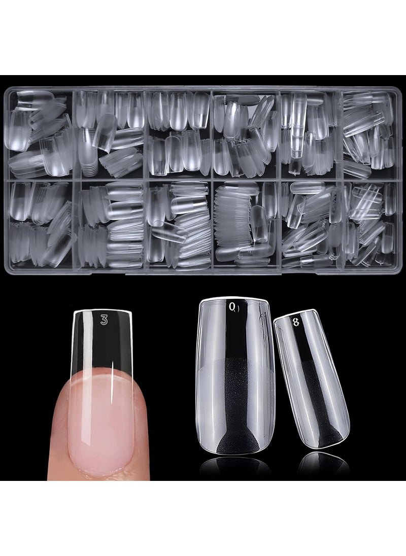 600pc Medium Square Nail Tips Fake Nails Press on Nails Clear Nail Tip Full Cover False Nails Artificial Fingernail, 12 Size Soft Gel Nail Tips Square for Acrylic Nail Gel Nail Extensions