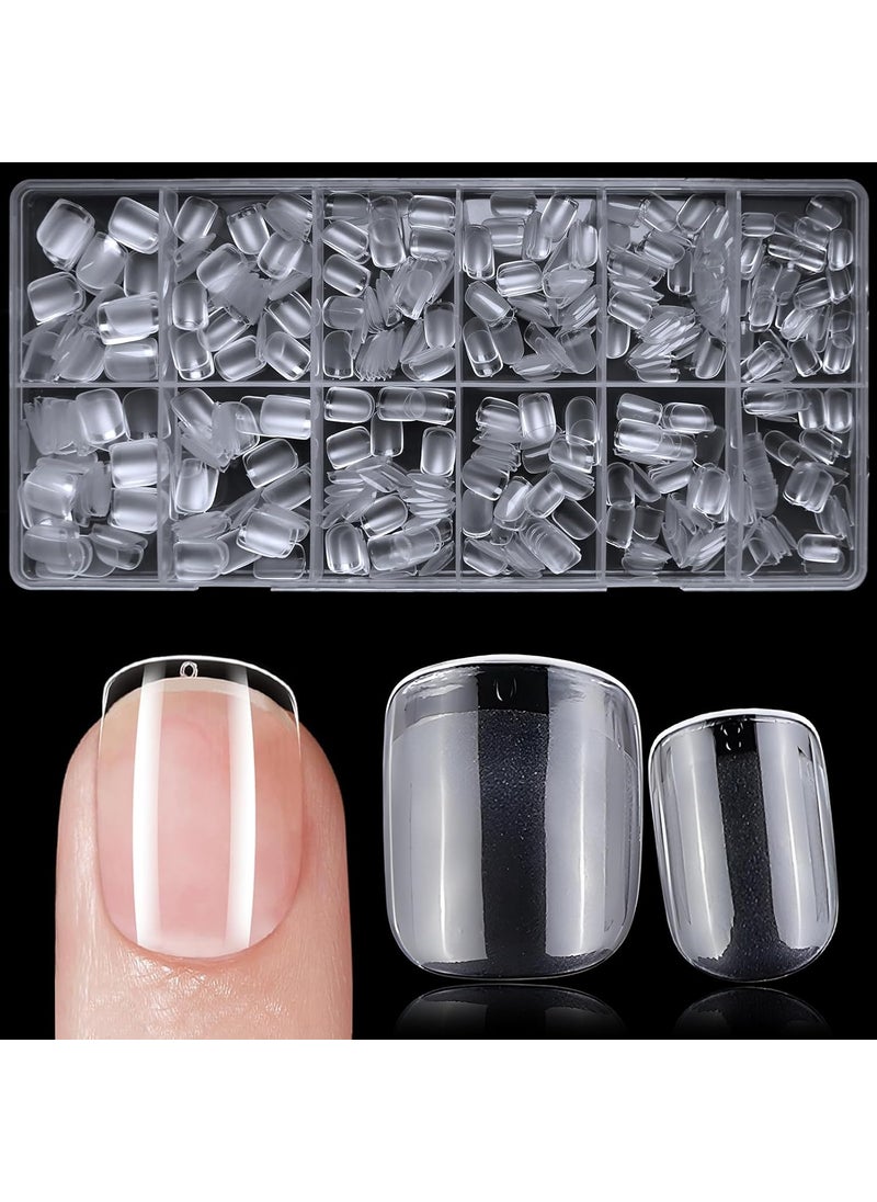 600pc Extra Short Square Nail Tips Fake Nails Press on Nails Clear Nail Tip Full Cover False Nails Artificial Fingernail, 12 Size Soft Gel Nail Tips for Acrylic Nails Gel Nail Extensions