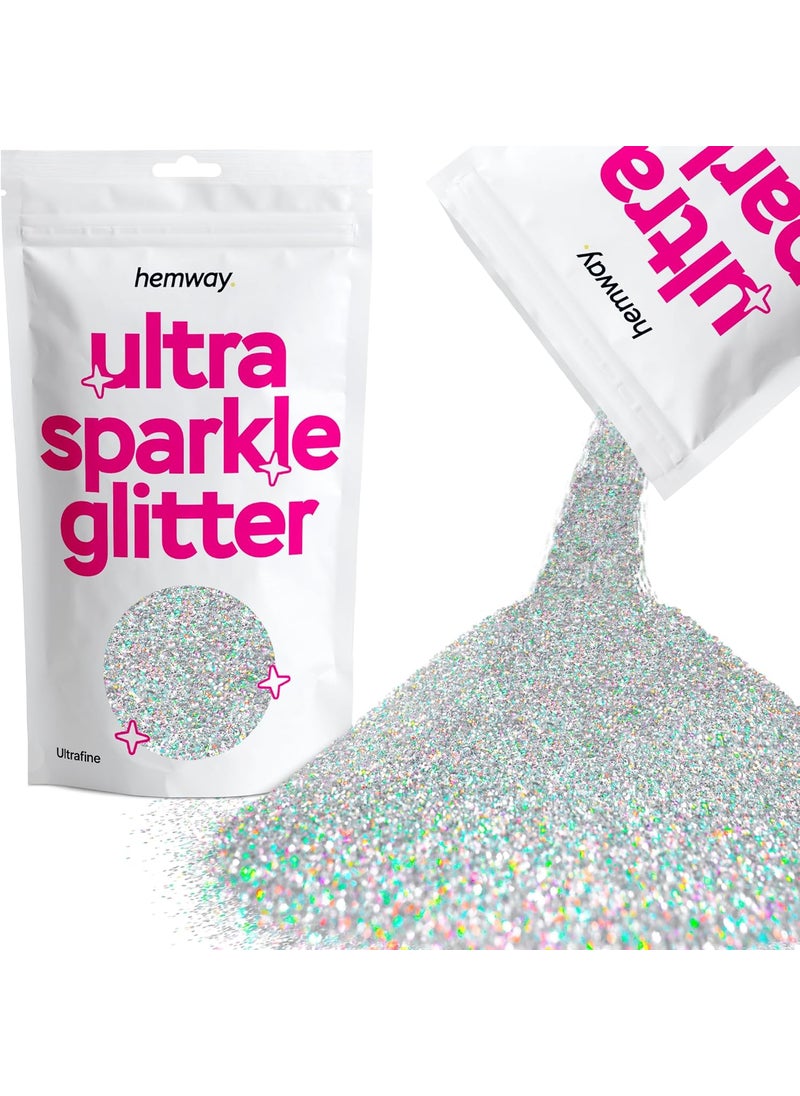 Glitter Silver Holographic Ultra Sparkle Sequins Nail Face Festival Christmas Halloween Makeup Ultrafine 100g / 3.5oz