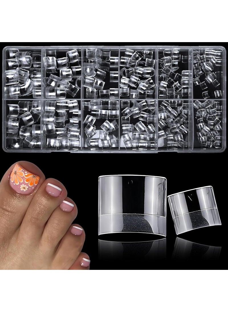 600pc Soft X Gel Toe Nail Tips Short Fake Toenail Tips Square Fake Toe Nail Tips for Toes Press on Toeails, Clear False Toe Nail Press ons, 12 Sizes French Artificial Toe Tips Acrylic Nails