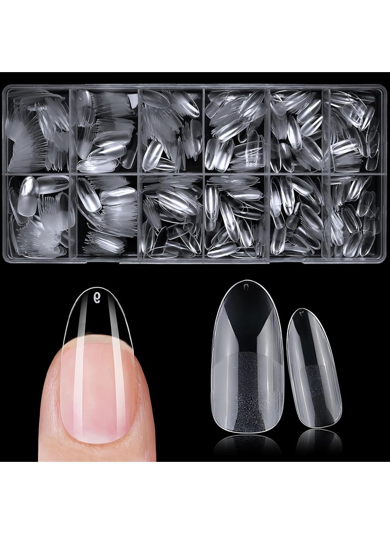 600pc Long Round Nail Tips Fake Nails Press on Nails Clear Nail Tip Full Cover False Nails Artificial Fingernail, 12 Sizes Soft x Gel Nail Tips for Acrylic Nails x Gel Nail Extensions