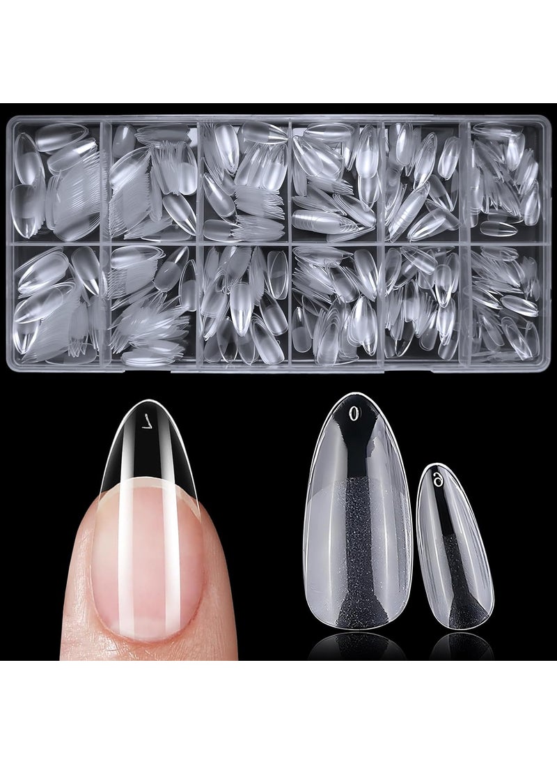600pc Medium Almond Nail Tips Fake Nails Press on Nails Clear Nail Tip Full Cover False Nails Artificial Fingernail, 12 Sizes Soft x Gel Nail Tips for Acrylic Nails x Gel Nail Extensions