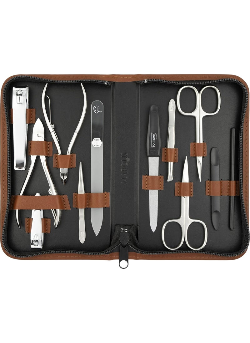 Manicure Set Women and Men – 12-Piece Professional Grooming Kit with Premium Tools, Genuine Leather Case, and exclusive Glass Nail File for Hand & Foot Care, German Quality