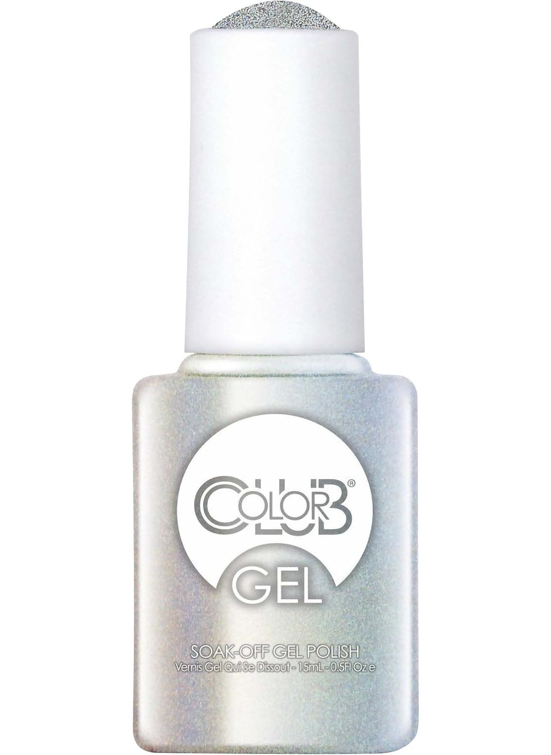 Color Club Fairytale Ending Nail Gel Silver and White Micro Glitter Color Polish, .5 fl oz (15 mL)