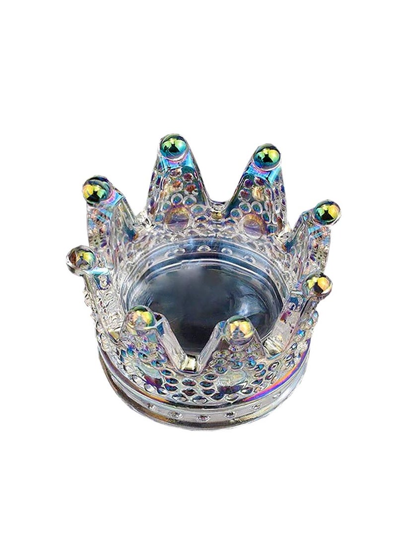 1Pc 2 In 1 Crown Shape Nail Art Dappen Dish & Nail Pen Holder, Glass Nail Art Acrylic Liquid Powder Dapping Dish Crystal Cup Bowl Glassware Tool for Nail Art, Clear