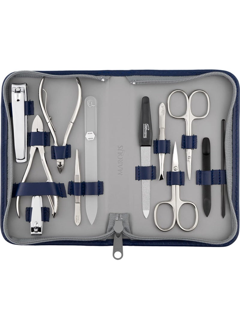 Manicure Set Women and Men – 12-Piece Professional Grooming Kit with Premium Tools, Genuine Leather Case, and exclusive Glass Nail File for Hand & Foot Care, German Quality