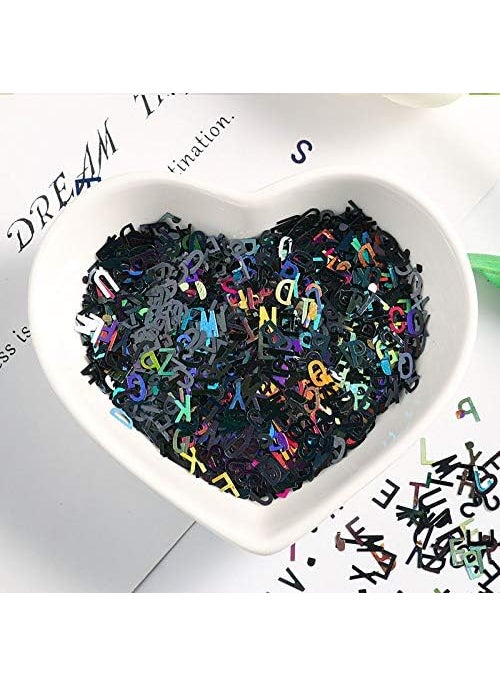 10g Ultrathin 4mm Letter Shape Sequins Nail Glitter Paillettes Laser Silver Eo-Friendly PET Sequin Nails Art Manicure Material LB1000-26Letter