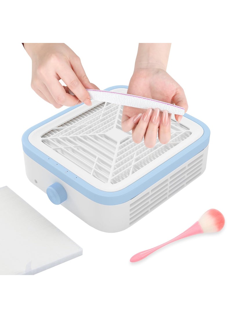 ANGNYA Nail Dust Collector, 120 W Vacuum Dust Collector with Reusable Filter and Dust Brush Powerful Extractor Dust Collector for Nails Low Noise Dust Collector Nail Tech for Home Salon