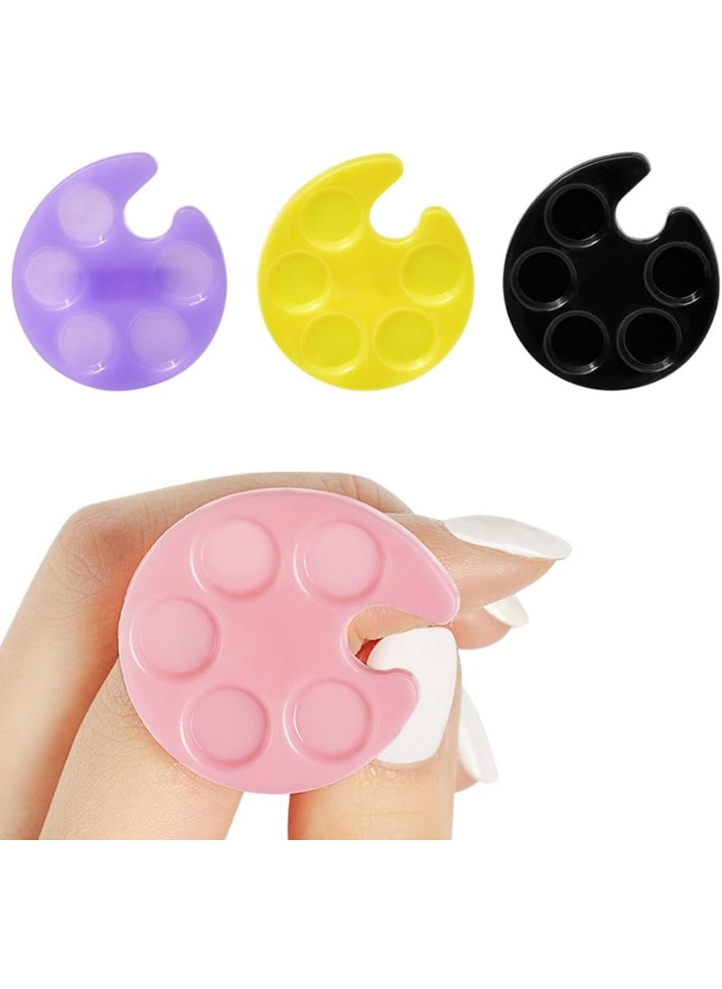 AKOAK 4 Pcs Mini Ring Tray Palette Nail Polish Glue Container Manicure Tool