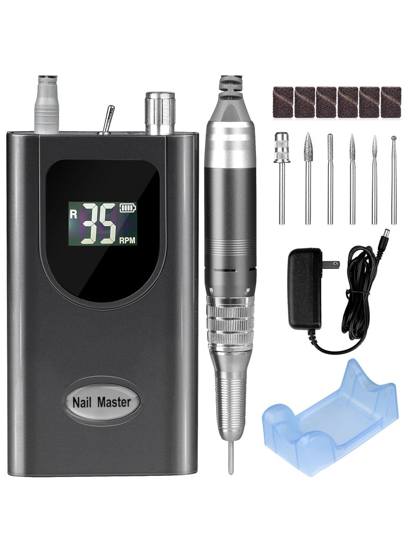Professional Nail Drill Machine, HoMove 35000RPM Portable Nail Drill, Rechargeable Efile Nail Drill, Low Heat Electric Nail File for Acrylic Gel Nails