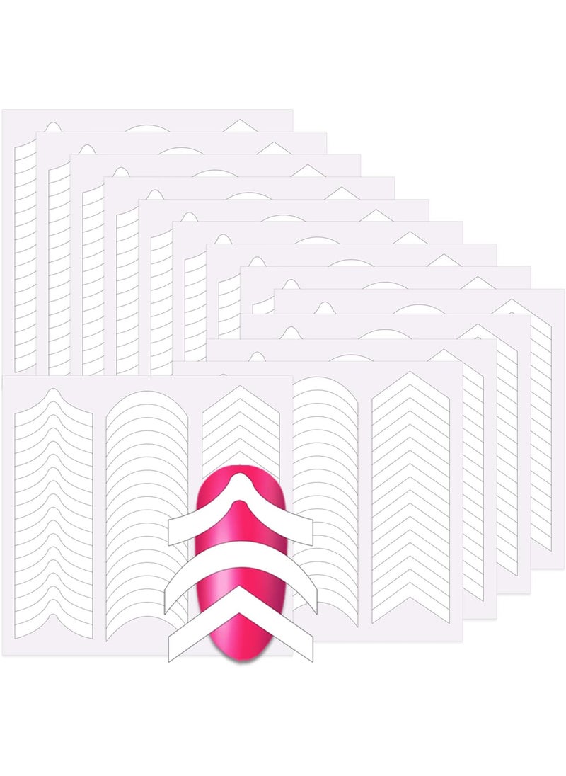 SILPECWEE 4320 Pieces 90 Sheets French Tip Nail Guides Nail Stencils Self-Adhesive Nail Art Stickers French Manicure Strips Nail French Tip Tool French Nail Sticker Nail Art Stencils