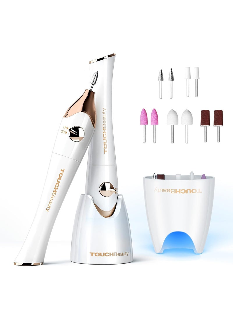 TOUCHBeauty Electric Nail Drill File Professional, Manicure Pedicure Kit with UV Nail Lamp, Portable Multi-Function Nail Buffer Tool for Grind Trim Polish