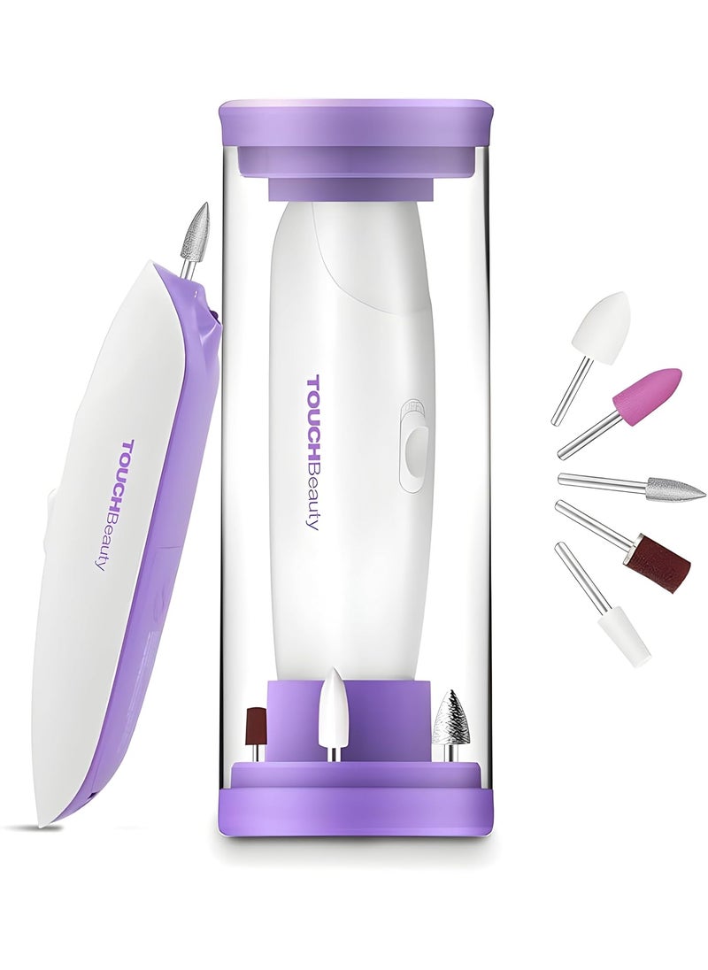 TOUCHBeauty Professional Electric Manicure & Pedicure Kit - 5-in-1 Nail Drill Machine, LED Light, Portable & Cordless, Includes 5 Interchangeable Attachments, Ideal for Acrylic, and Nail Care