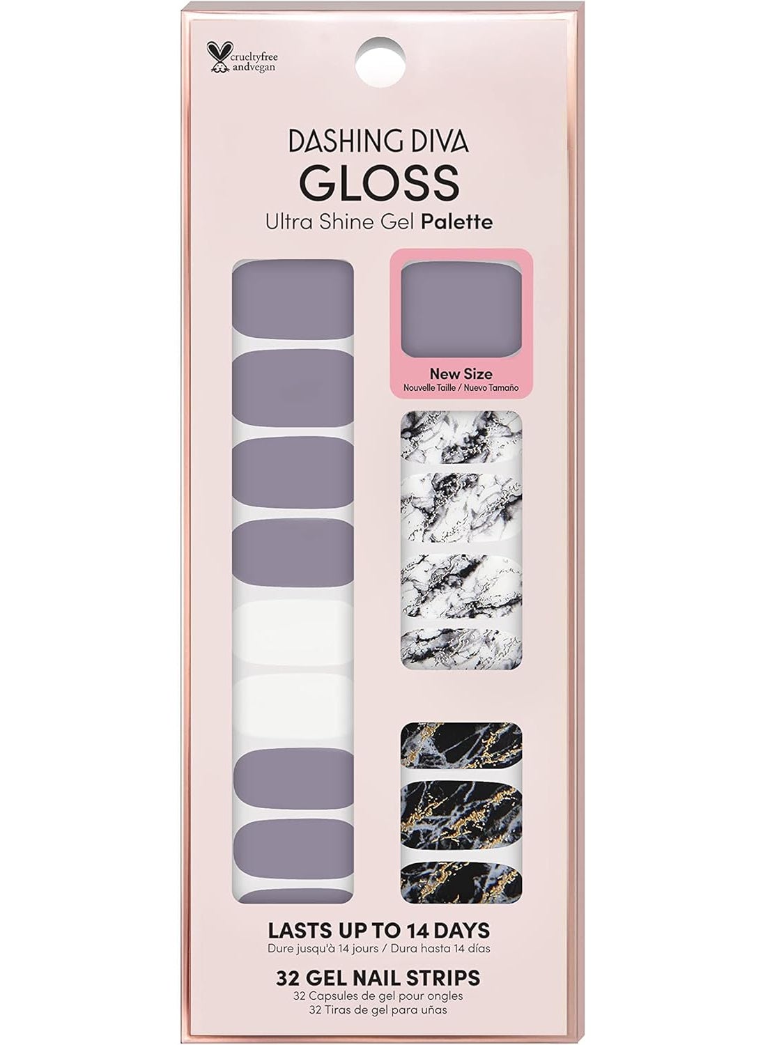 Dashing Diva Natural Wonder Gel Sticker Decal, 32 Pieces, Chip Resistant, Long Lasting, Marble & Gold Foil, Glossy Finish, Quick Application, Includes Prep Pad & Nail File