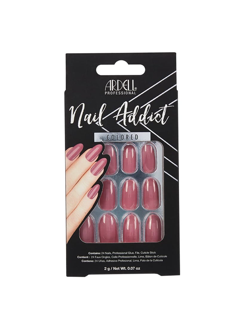 Ardell Nail Addict Artificial Nail Set, Sweet Pink Glossy Rounded Press On Nails, 24 Glue On Nails For An Easy Manicure