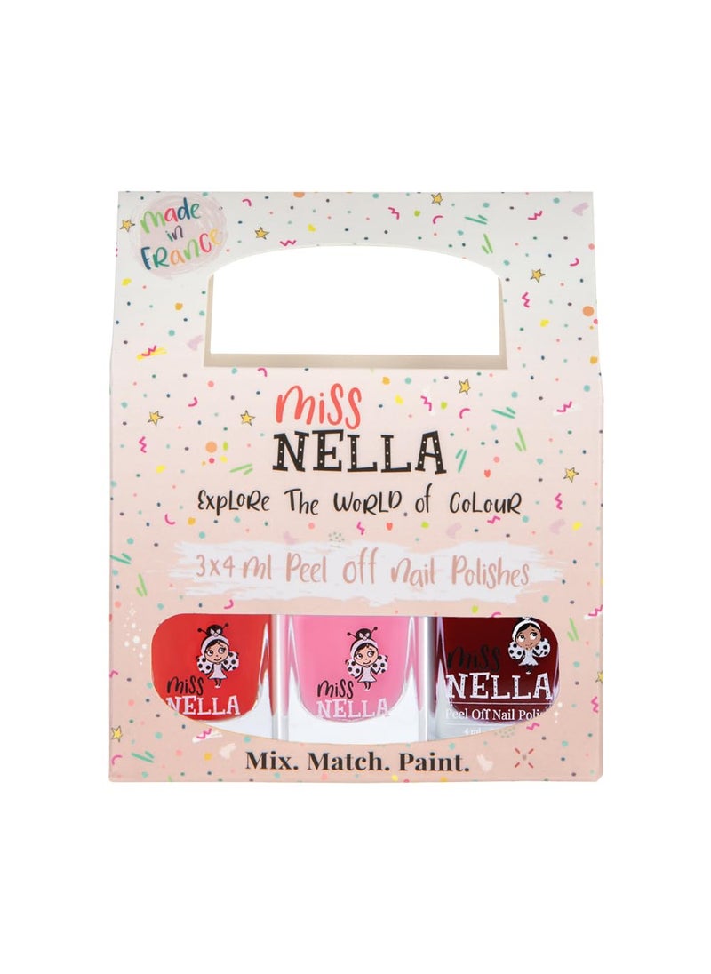MISS NELLA-Peel Off, Odour Free, Water Base & Safe for kids nail polish pack of 3 (JUST LIKE MUMMY'S)