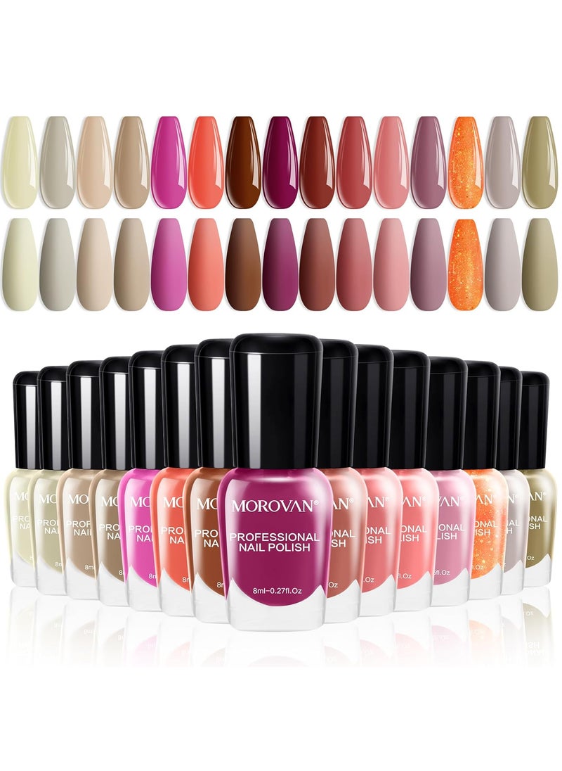 Morovan Fingernail Nail Polish Set: Hot Pink Nail Polish Kit Air Quick Dry Regular Finger nail Polish Pack for Women Gift Holiday