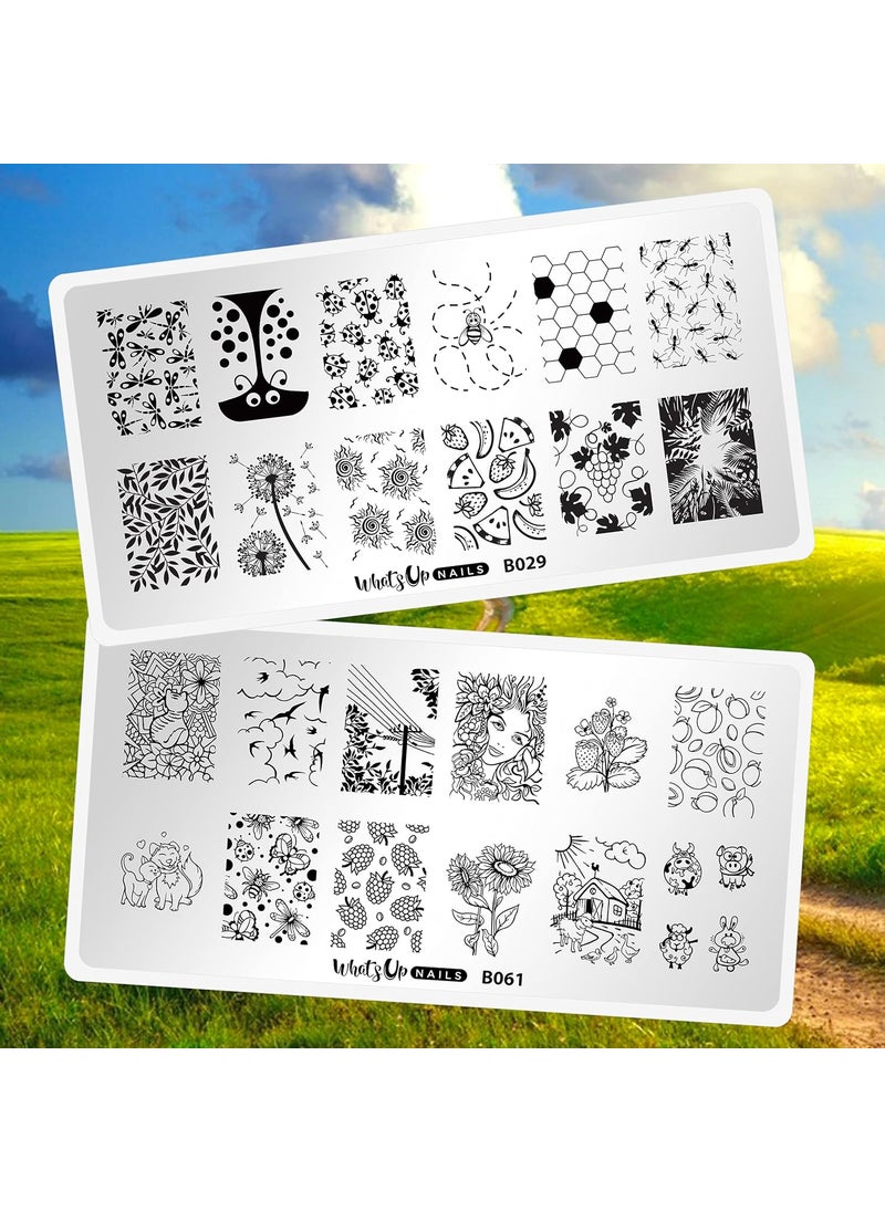 Whats Up Nails - Summer Stamping Plates 2 pack (B029, B061) for Nail Art Design