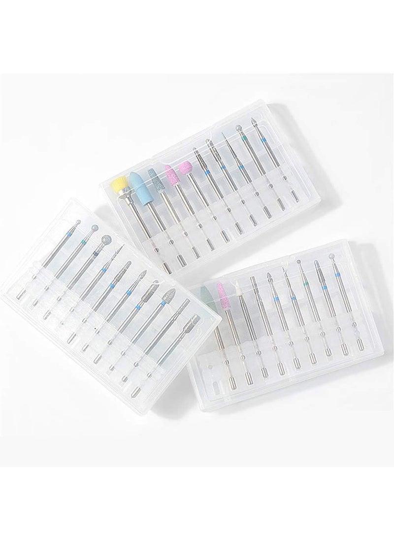 30pcs Mill Ceramic Diamond Nail Drill Bit Brushes Ball Stone Cuticle Cleaner Manicure Machine Rotary Burr Pedicure Tools Nail Files Electric Machine Accessory