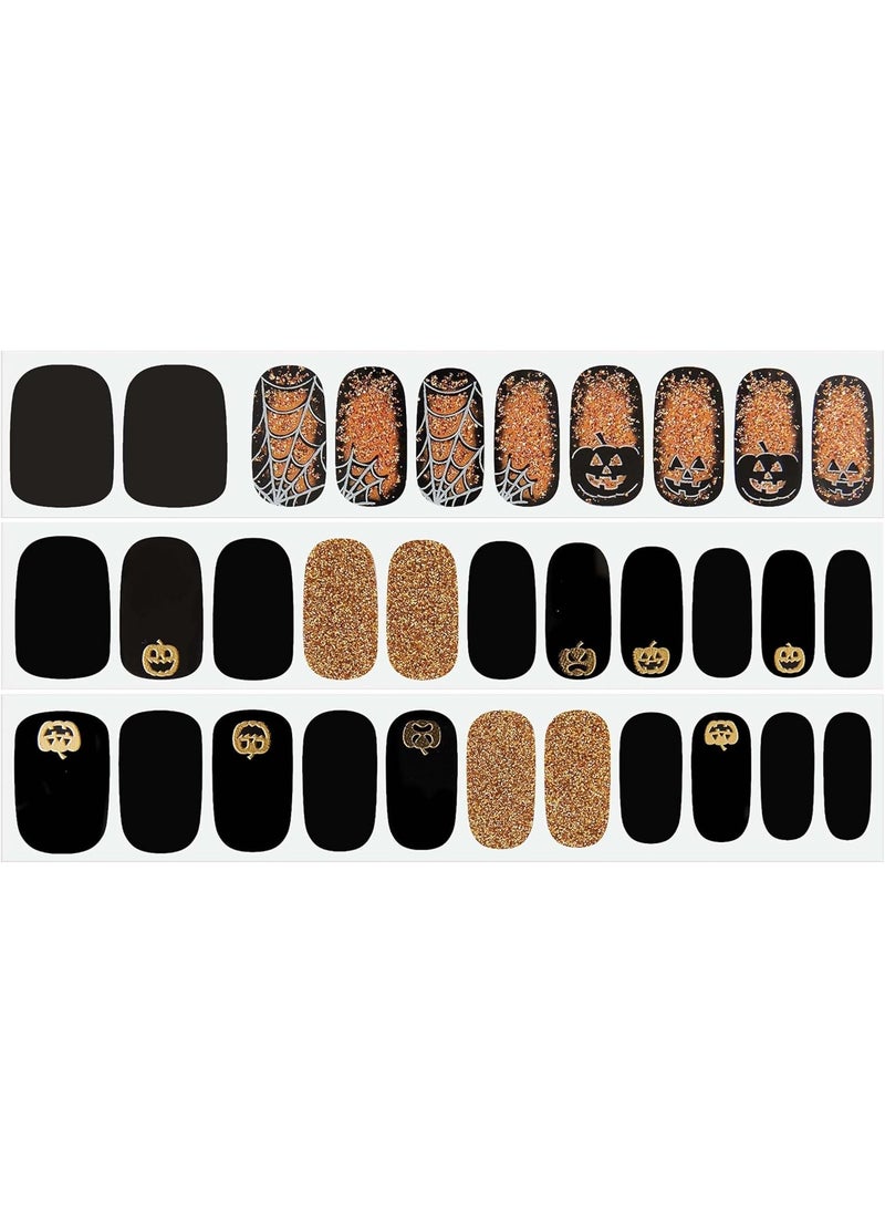 Dashing Diva Gloss Halloween Nail Strips - Twisted Nightmare | UV Free, Long Lasting, Cute Halloween Gel Nail Stickers | Contains 32 Nail Wraps, 1 Prep Pad, 1 Nail File