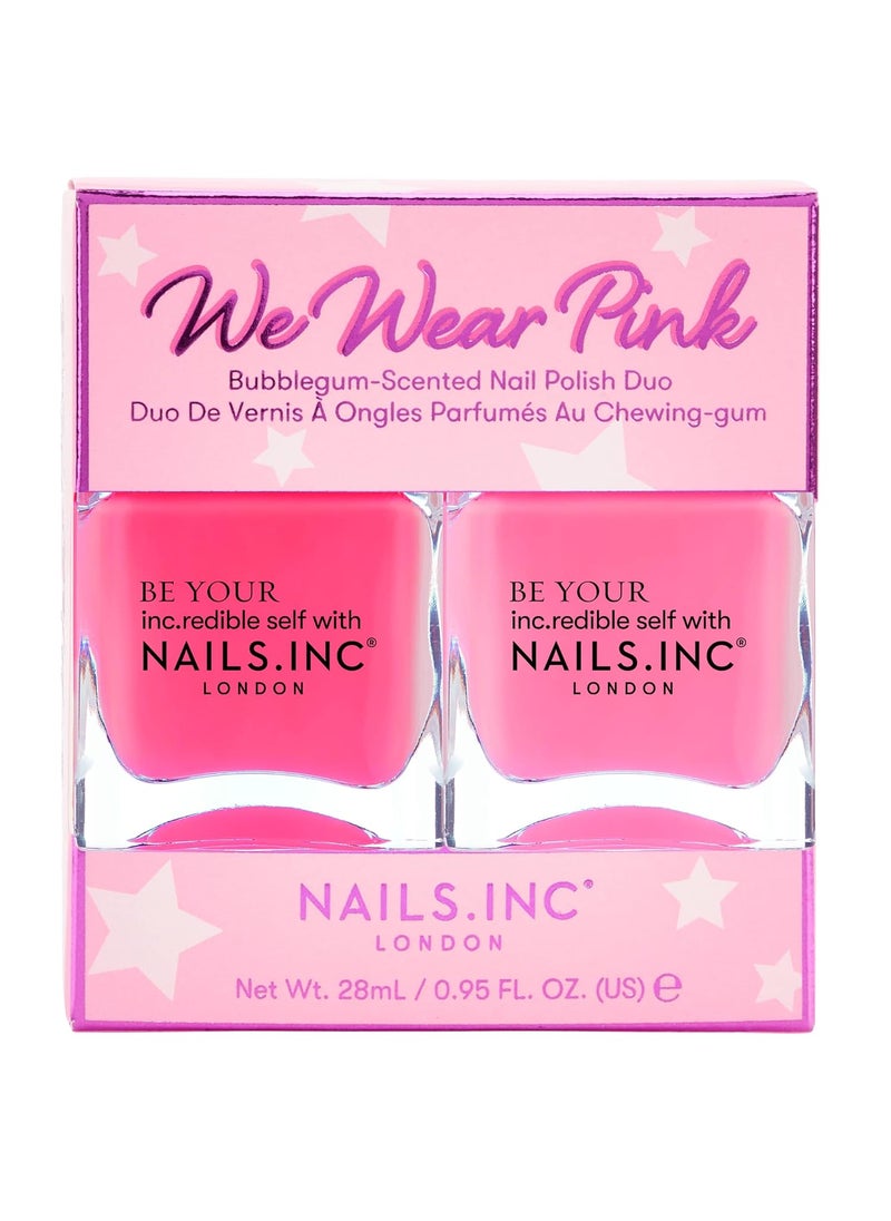 Nails.INC We Wear Pink Nail Polish Duo, Long Lasting Glossy Nail Color with Bubblegum Scent, Cruelty Free, Vegan, Includes Pink To The Core and Choose Pink