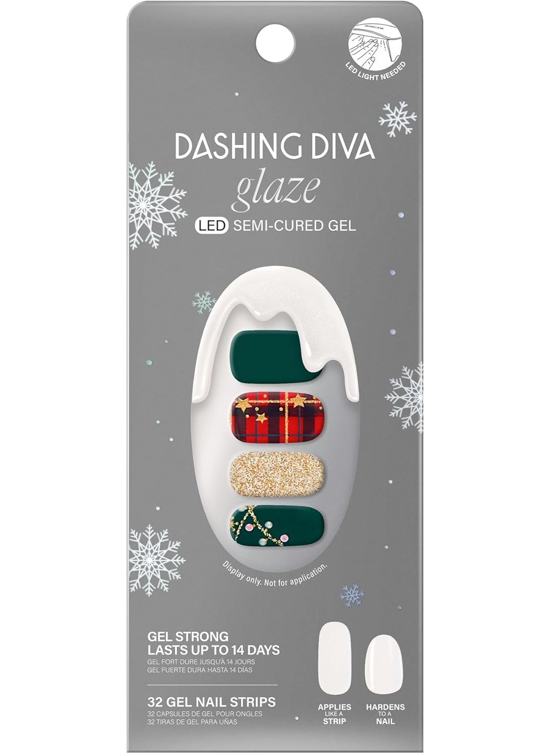 Dashing Diva Glaze Nail Strips - Victorian Plaid | Works with Any LED Nail Lamp | Long Lasting, Chip Resistant, Gel Nail Strips | 32 Salon Quality Nail Wraps, 2 Prep Pad, 1 Nail File