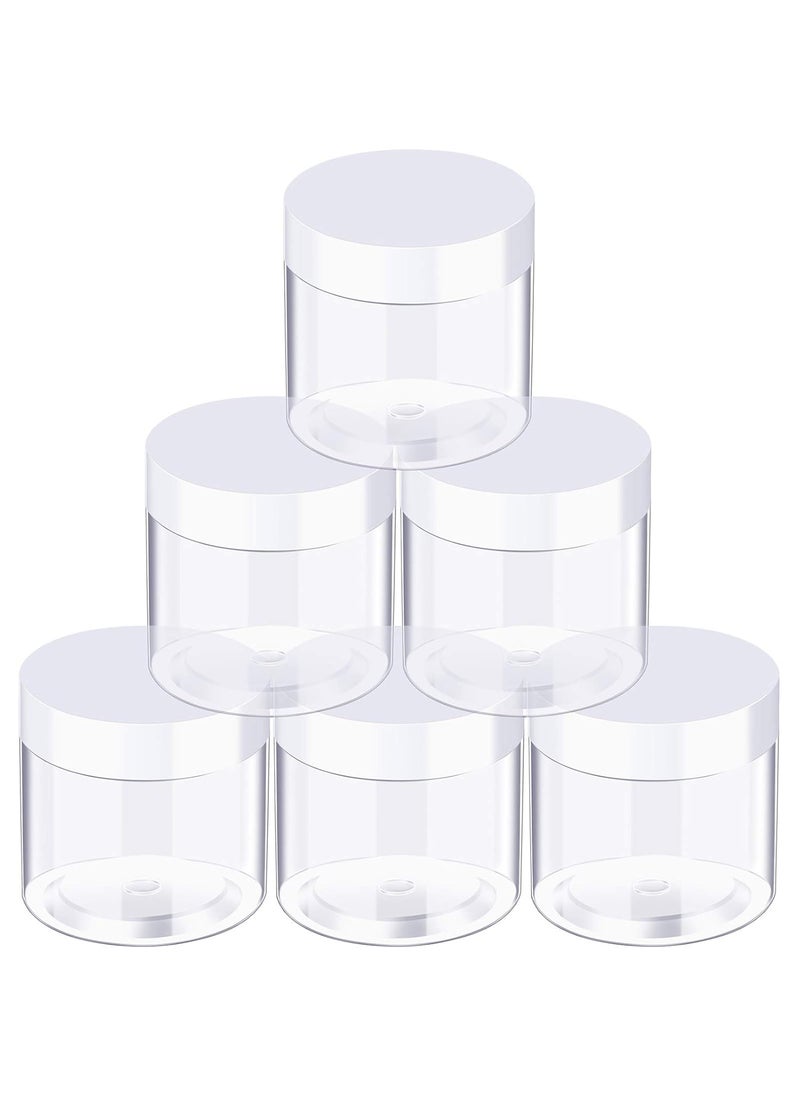 SATINIOR 6 Pack Clear Container with Lids Small Plastic Jars Wide Mouth Round Airtight Leak Proof Container Jars with Lid for Travel Storage, Cosmetic,eye Shadow, Nails, Paint, Jewelry(White,3 oz)