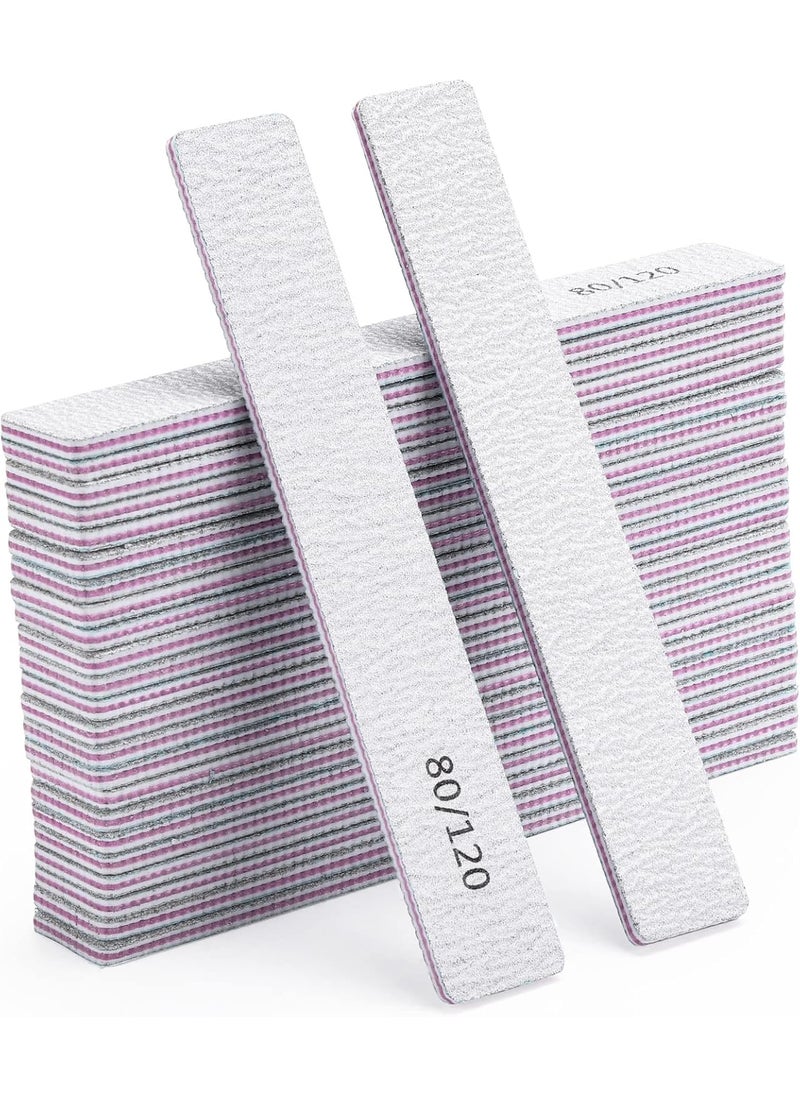 25 Pcs Nail Files for Acrylic Nails 80/120 Grit Double Sides Emery Boards Fingernail Files, Professional Manicure Tools for Home Salon