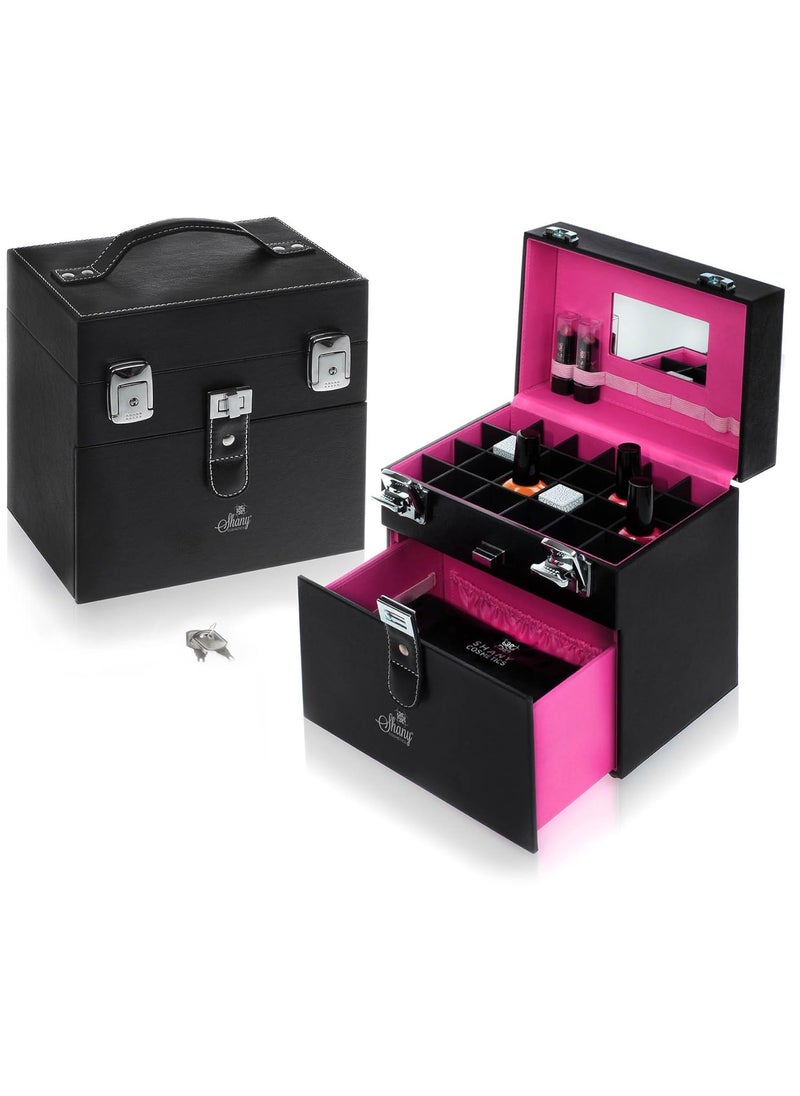 SHANY Color Matters - Makeup Travel Case Nail Accessories Organizer and Makeup Train Case - Makeup Storage Box - Black