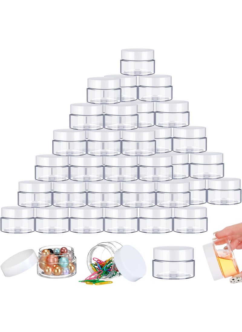SATINIOR 200 Pcs 2 oz Empty Plastic Jars Round Clear Cosmetic Container Jars with Lids Small Makeup Clear Jars with Lids for Travel Storage Lotion Cream Eye Shadow Jewelry Paint Ointments Samples