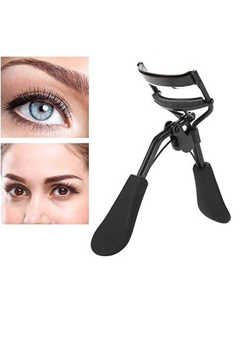 Eye Lash Curler Eyelash Curler, Professional Stainless Steel Eyelash Curler Silicone Ring Pad Eye Lash Curling Tool Fits All Eye Shape Ideal Girls(Black)