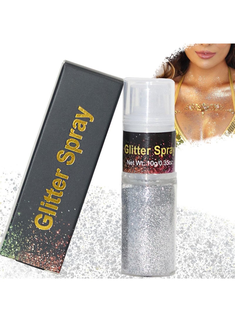 Sliver Glitter Hairspray,Glitter Spray Hair and Body Face for Kids Adult Ultrafine Glitter Spray for Clothes Party Makeup Festival Highlighting