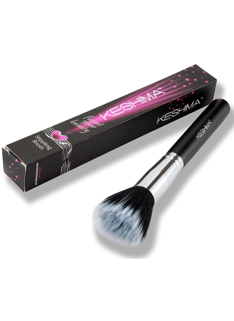 Keshima Duo-Fiber Stippling Brush - Premium Stipple Brush for Powder and Liquid Makeup Foundation