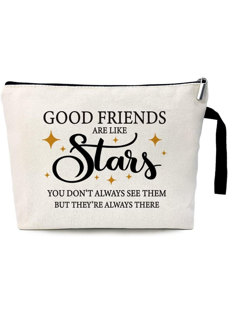 Good Friends Are Like Stars Funny Friendship Cosmetic Bag, for Travel Toiletry Zipper Storage Pouch Makeup Bag, Birthday Gifts for Friends Female, Sister Gifts, Gift for Sister Soul, Graduation Gifts